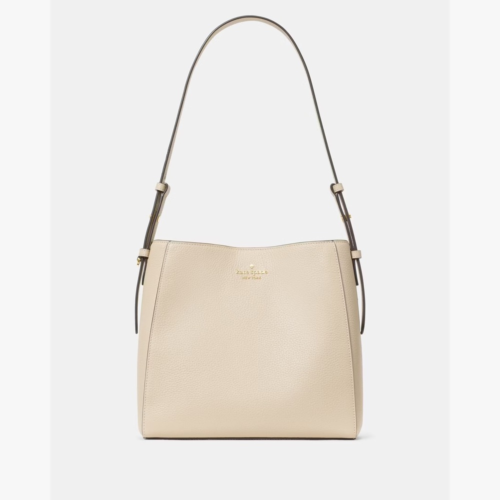 NWT Kate Spade Juliette Medium Bucket Shoulder Bag Leather Light Sand KM546 RARE